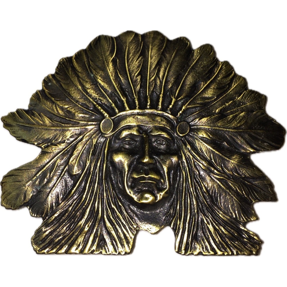 Vintage Native American Style Feather Headdress Belt Buckle 70's 351 - Picture 1 of 3